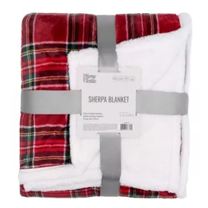 ARDESTO Плед Sherpa 160х200см, 100% полиэстер, клетка, красный