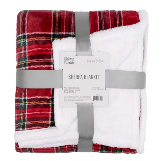 ARDESTO Плед Sherpa 160х200см, 100% полиэстер, клетка, красный