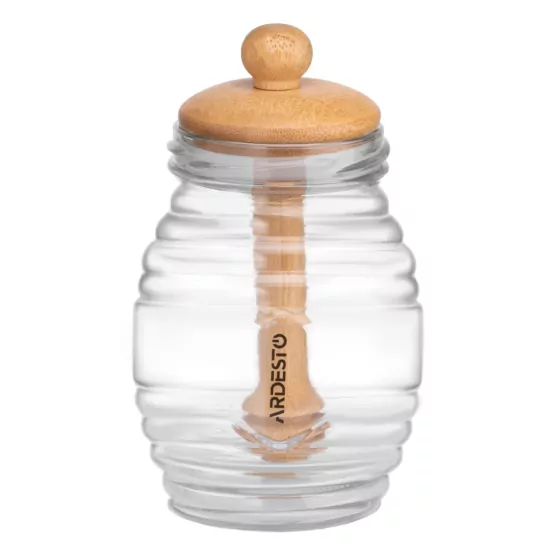 ARDESTO Honey bottle Midori, 8.3х14.2cm, bamboo, glass