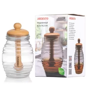 ARDESTO Honey bottle Midori, 8.3х14.2cm, bamboo, glass