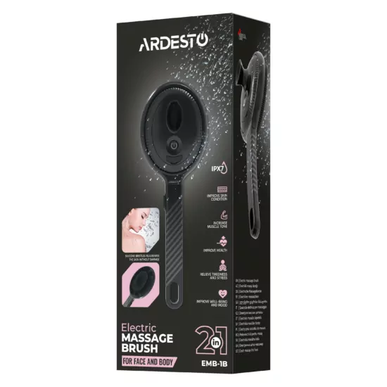 ARDESTO Електрична щітка-масажер для обличчя та тіла, акумулятор, USB Type-C , 4 режими, чорний