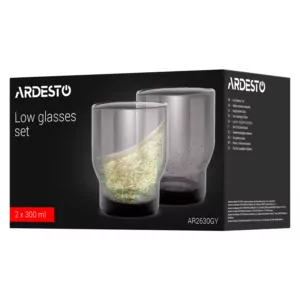 ARDESTO Low glasses set Bubble 300ml, 2pcs, glass, green