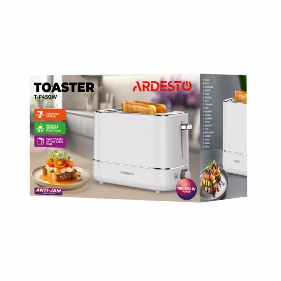 ARDESTO Тостер T-F420B, 800Вт, пластик, 2 слоти, білий