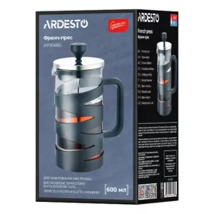 ARDESTO Френч-прес Gemini, 600 мл, нержавіюча сталь, скло, пластик