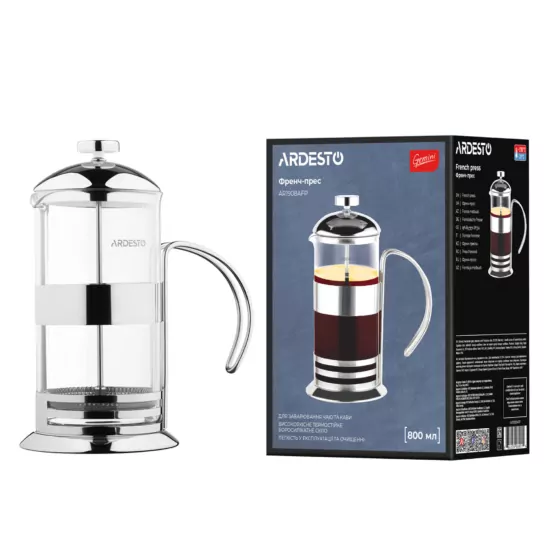 ARDESTO French press Gemini Asti, 800 ml, stainless steel, glass