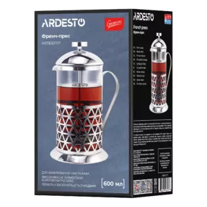 ARDESTO Френч-прес Gemini Fasano, 600 мл, нержавіюча сталь, скло