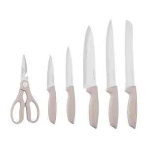 ARDESTO Knives Set with block Gemini, 7pcs, stainless steel, plastic, beige