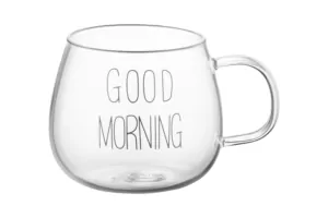 ARDESTO Mug Set with handles Good Morning, 430ml, 2pcs, borosilicate glass, transparent