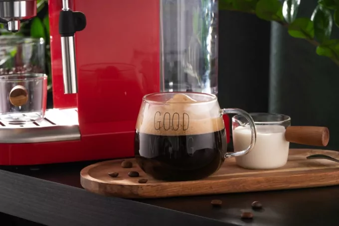 ARDESTO Mug Set with handles Good Morning, 430ml, 2pcs, borosilicate glass, transparent