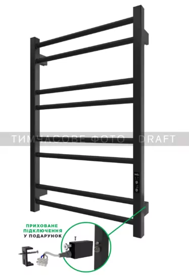 ARDESTO towel dryer electric Square-TR K, 770×530х80mm, timer-regulator, steel, black matte