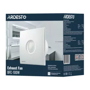 ARDESTO Bathroom Exhaust Fan BFC-100W 15 W, 70 m3/h, 2400 rpm, 30 dB, white
