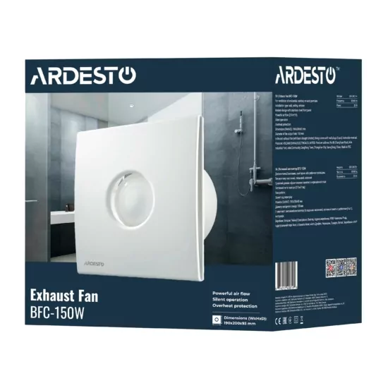 ARDESTO Bathroom Exhaust Fan BFC-150W 25 W, 210 m3/h, 1650 rpm, 35 dB, white