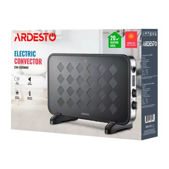ARDESTO Convector, 20m2, 2000w, mechanical control, open heating element, black