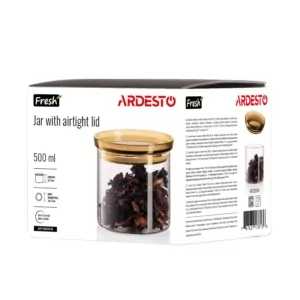 ARDESTO Банка для зберігання Fresh 500мл, скло, пластик, прозорий