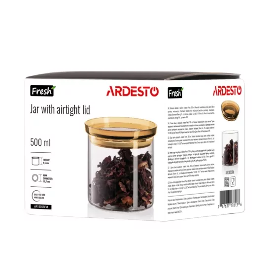 ARDESTO Банка для зберігання Fresh 500мл, скло, пластик, прозорий