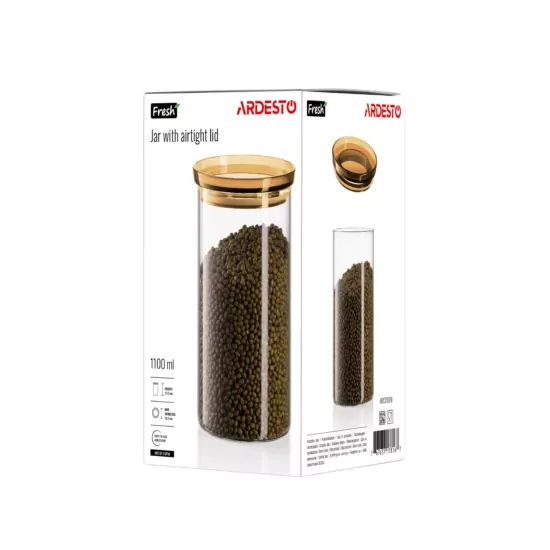 ARDESTO Банка для зберігання Fresh 1100мл, скло, пластик, прозорий