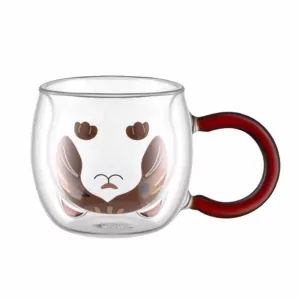 ARDESTO Double wall mug set Animals 280ml, 2pcs, borosilicate glass, transparent