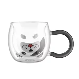 ARDESTO Double wall mug set Animals 280ml, 2pcs, borosilicate glass, transparent