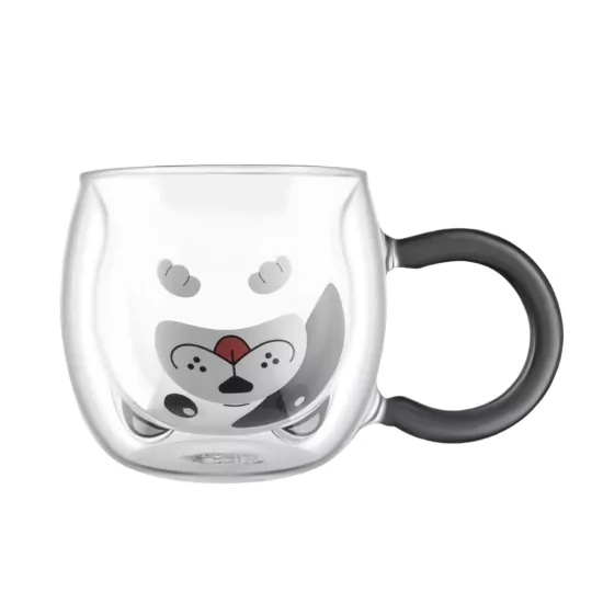 ARDESTO Double wall mug set Animals 280ml, 2pcs, borosilicate glass, transparent