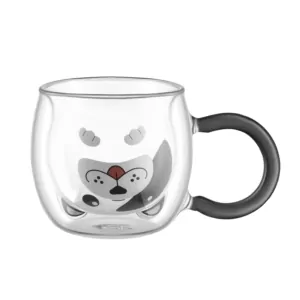 ARDESTO Double wall mug set Animals 280ml, 2pcs, borosilicate glass, transparent