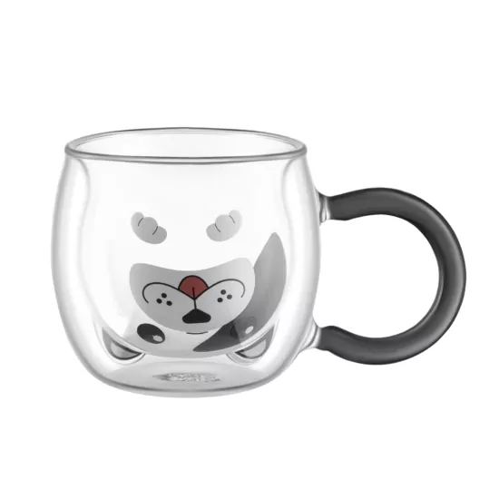 ARDESTO Double wall mug set Animals 280ml, 2pcs, borosilicate glass, transparent