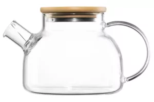 ARDESTO Teapot Gemini 800ml, borosilicate glass, bamboo, transparent