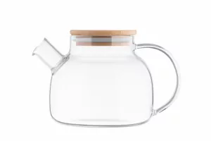ARDESTO Teapot Gemini 1000ml, borosilicate glass, bamboo, transparent