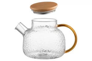 ARDESTO Teapot Gemini Dew 1000ml, borosilicate glass, bamboo, transparent
