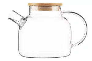 ARDESTO Teapot Gemini 1200ml, borosilicate glass, bamboo, transparent