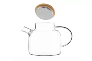 ARDESTO Teapot Gemini 1200ml, borosilicate glass, bamboo, transparent