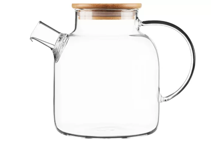 ARDESTO Teapot Gemini 1500ml, borosilicate glass, bamboo, transparent