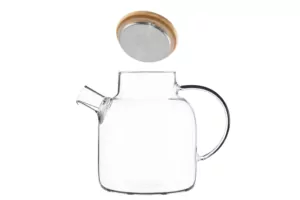 ARDESTO Teapot Gemini 1500ml, borosilicate glass, bamboo, transparent