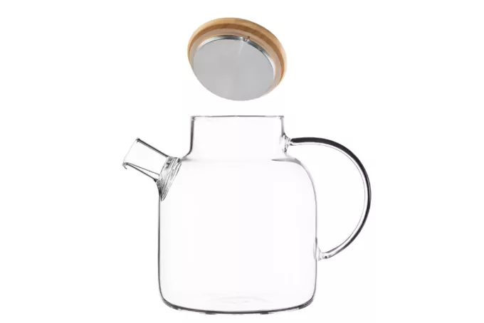 ARDESTO Teapot Gemini 1500ml, borosilicate glass, bamboo, transparent