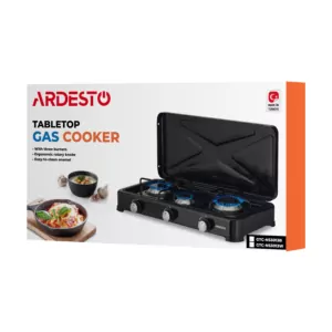 ARDESTO Gas Cooktop GTC-NS3013W, gas type LPG, 3 alum. burners, enamel body, painted grid, top lid, color: white