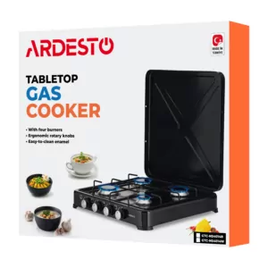 ARDESTO Gas Cooktop GTC-NS4014W, gas type LPG, 4 alum. burners, enamel body, painted grid, top lid, color: white