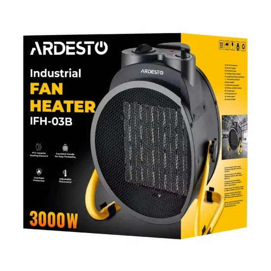 ARDESTO Heating gun, 30m2, 3000w, mechanical control, 340 m3/h, ceram. heating element, black