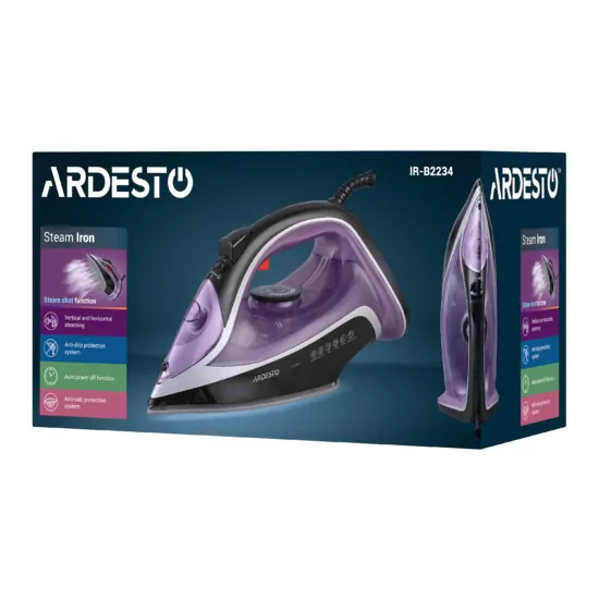 ARDESTO Утюг IR-B2234, 2400Вт, 350мл, паровой удар, керам. подошва, феолетово-чёрный
