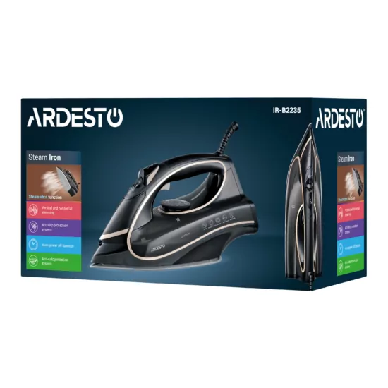 ARDESTO Утюг IR-B2235, 2400Вт, 450мл, паровой удар, керам. подошва, чёрно-золотой