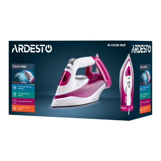 ARDESTO Iron IR-C2230-BUR, 2200W, 300ml, steam boost, ceramic soleplate, crimson