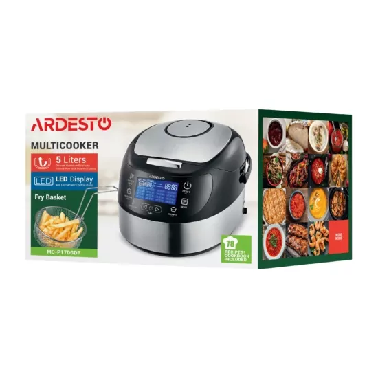 ARDESTO Мультиварка Ardesto, 860Вт, чаша-5л, электр. управление, корзина для фритюра, металл/пластик, серебристый