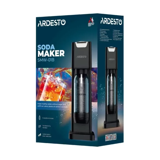 ARDESTO Сифон для газирования воды G3, подключение баллона-резьба, бутылка-1л, черный