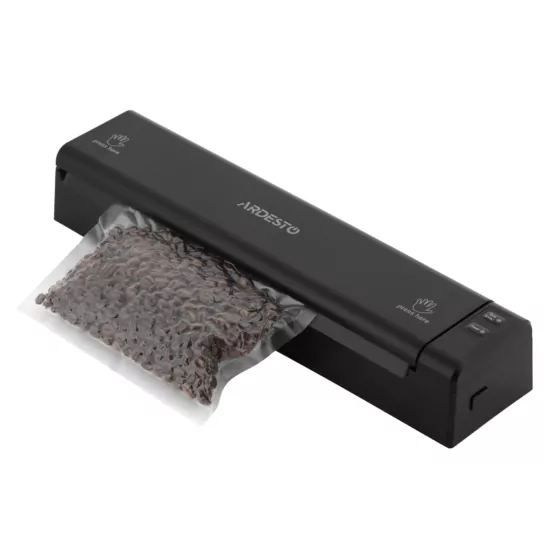 ARDESTO Vacuum Sealer for rolls and packages, 110W, 28сm, electronic control, +1 roll, plastic, black