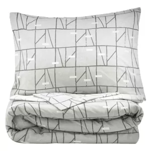 ARDESTO Bedding set 2.0 Gloria, sateen, geometry, grey, duvet cover 200x220cm, bed sheet 230x240cm, pillowcases (2) 50x70cm, 100% cotton