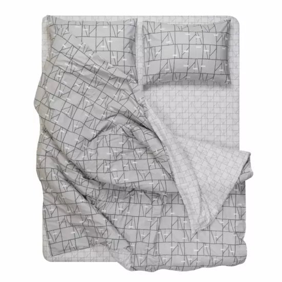 ARDESTO Bedding set 1.5 Gloria, sateen, geometry, grey, duvet cover160x220cm, bed sheet 160x220cm, pillowcases (2) 50x70cm, 100% cotton
