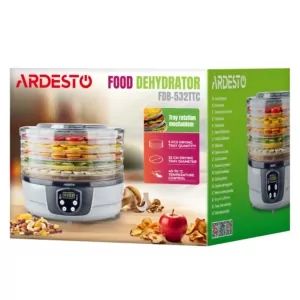 ARDESTO Dryer for products FDB-532TTC, 250W, pallets -5x3cm, diameter-32cm, max-70°С, timer, electronic control, plastic, white
