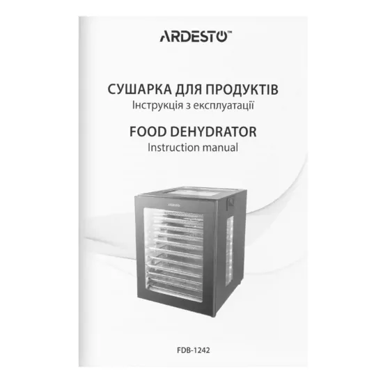 ARDESTO Dryer for products FDB-1242, 850W, pallets -12x3cm, max-70°С, timer, electronic control, stainless steel, black